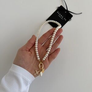 642 Pearl Necklace with Gold Accents